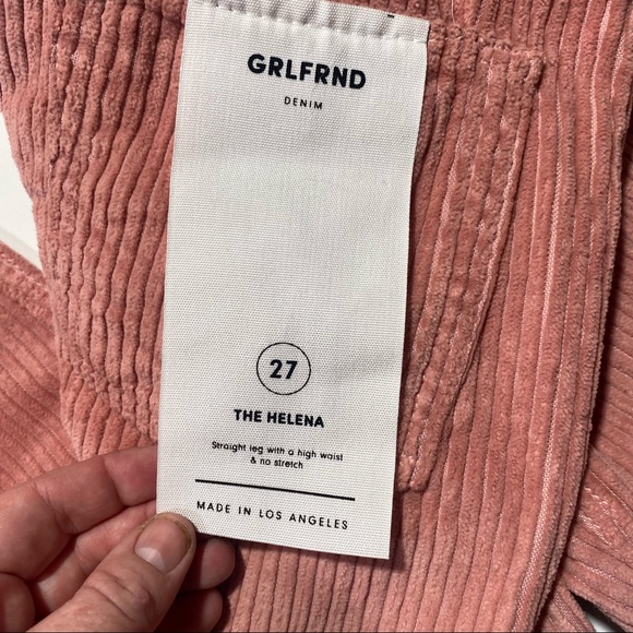 GRLFRND Helena Cotton Straight Leg Corduroy Pink Pants In Last Rose NWT Size 27 - Picture 13 of 15